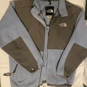 The North Face Girls Basic Fleece Jacket Light Blue Gray Size L Full Zip